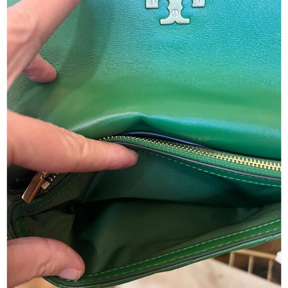 NEW!! TORY BURCH BASIL GREEN KIRA CHEVRON POP HANDBAG - Picture 12 of 14